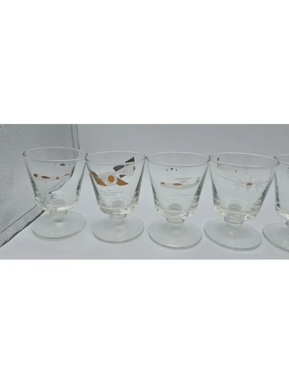 Vintage Grumman Aircraft Engineering Cocktail Glasses Set of 7 Aviation NASA